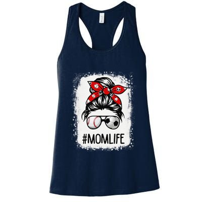 Bleached Mom Life Soccer Messy Bun Baseball Game Day Womens Tank Top