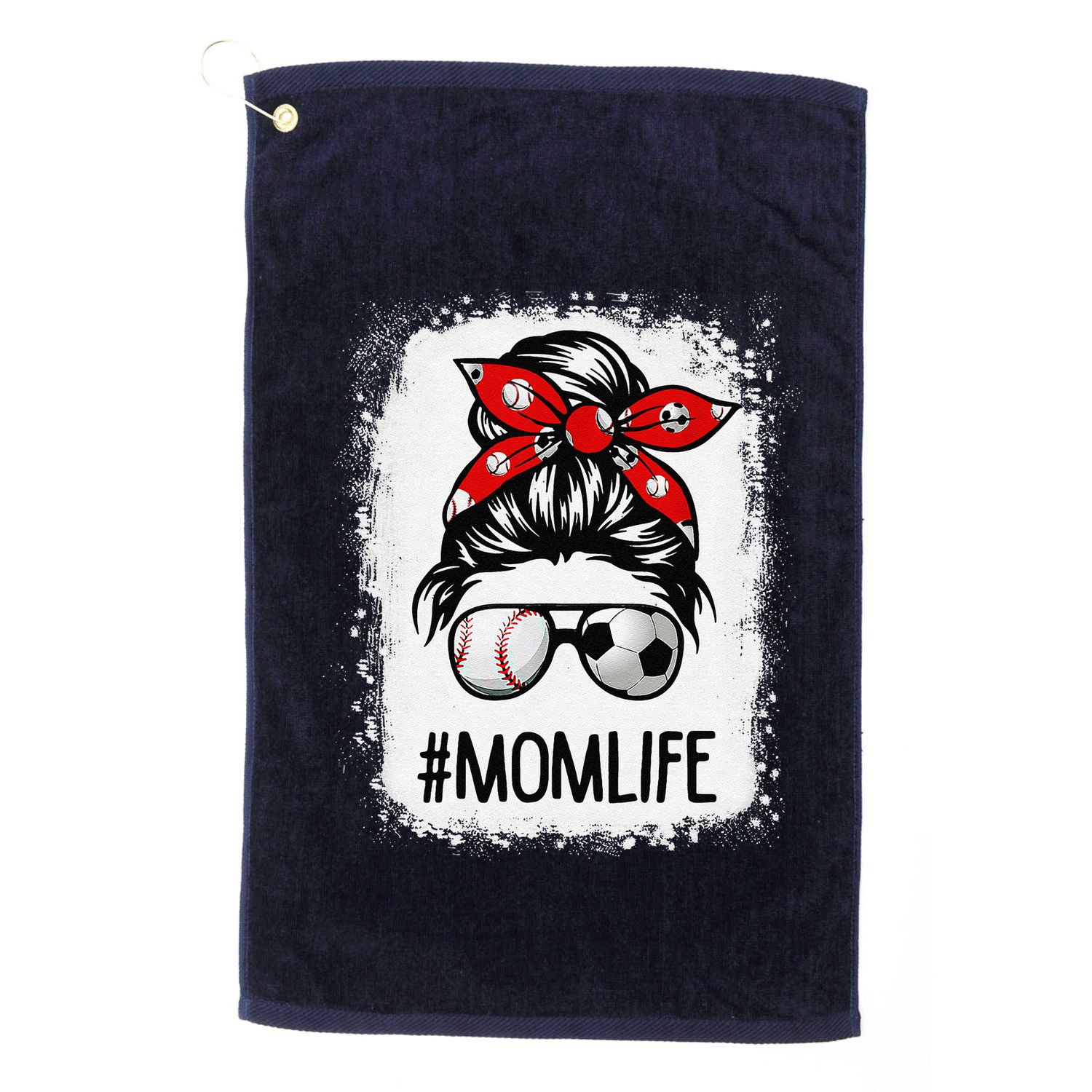 Bleached Mom Life Soccer Messy Bun Baseball Game Day Golf Towel