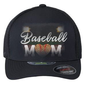 Baseball Mom, Leopard Baseball Field Flexfit Unipanel Trucker Cap