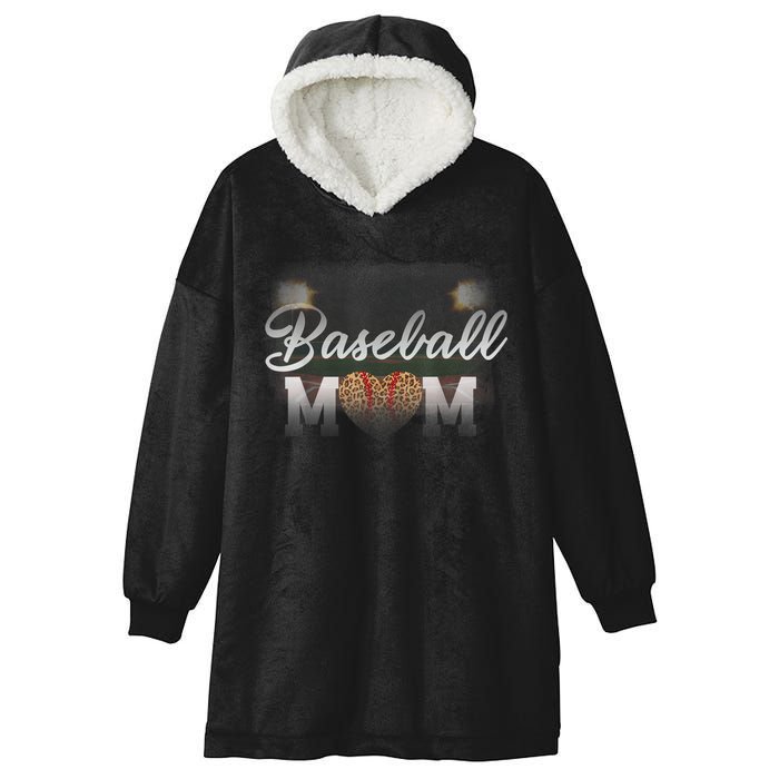 Baseball Mom, Leopard Baseball Field Hooded Wearable Blanket