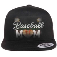 Baseball Mom, Leopard Baseball Field Flat Bill Trucker Hat