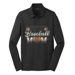 Baseball Mom, Leopard Baseball Field Silk Touch Performance Long Sleeve Polo