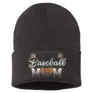 Baseball Mom, Leopard Baseball Field Sustainable Knit Beanie