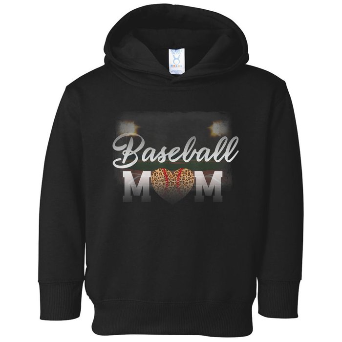 Baseball Mom, Leopard Baseball Field Toddler Hoodie