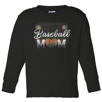 Baseball Mom, Leopard Baseball Field Toddler Long Sleeve Shirt