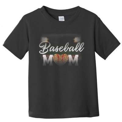 Baseball Mom, Leopard Baseball Field Toddler T-Shirt