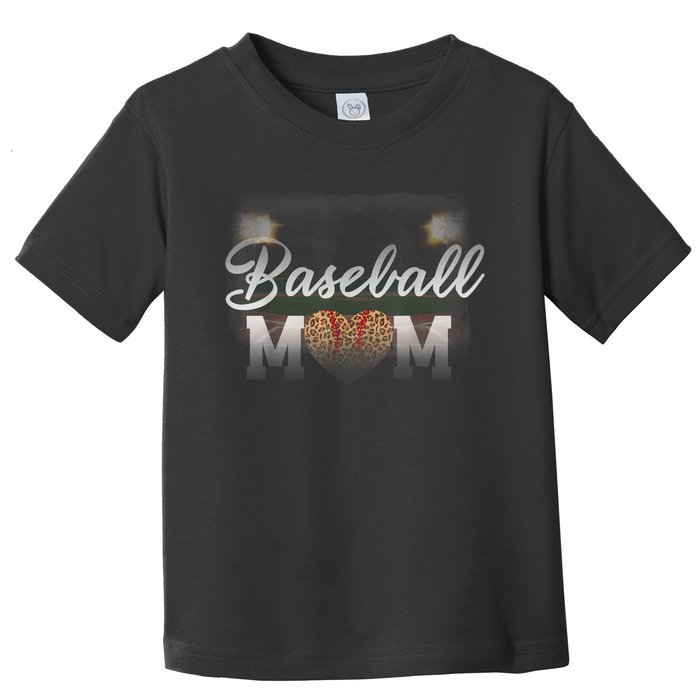 Baseball Mom, Leopard Baseball Field Toddler T-Shirt