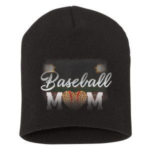 Baseball Mom, Leopard Baseball Field Short Acrylic Beanie