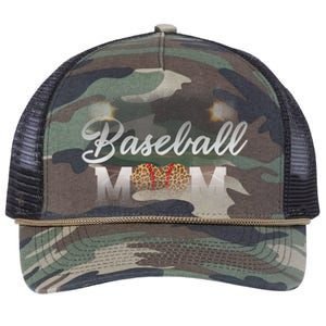 Baseball Mom, Leopard Baseball Field Retro Rope Trucker Hat Cap