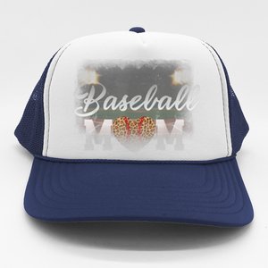 Baseball Mom, Leopard Baseball Field Trucker Hat