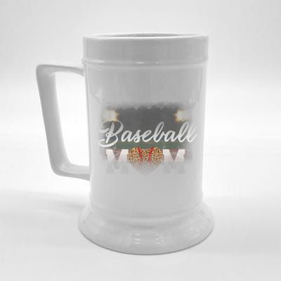 Baseball Mom, Leopard Baseball Field Beer Stein