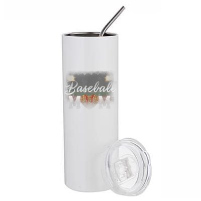 Baseball Mom, Leopard Baseball Field Stainless Steel Tumbler