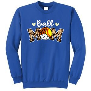 Ball Mom Leopard Softball Volleyball Basketball Player Mom Cool Gift Sweatshirt