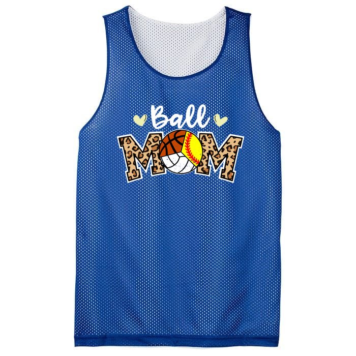 Ball Mom Leopard Softball Volleyball Basketball Player Mom Cool Gift Mesh Reversible Basketball Jersey Tank