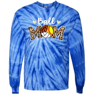 Ball Mom Leopard Softball Volleyball Basketball Player Mom Cool Gift Tie-Dye Long Sleeve Shirt