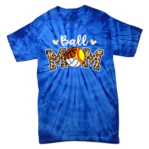 Ball Mom Leopard Softball Volleyball Basketball Player Mom Cool Gift Tie-Dye T-Shirt