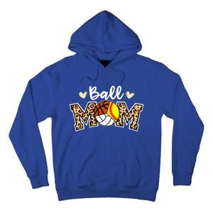 Ball Mom Leopard Softball Volleyball Basketball Player Mom Cool Gift Tall Hoodie