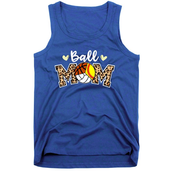 Ball Mom Leopard Softball Volleyball Basketball Player Mom Cool Gift Tank Top