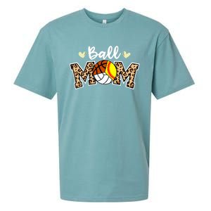 Ball Mom Leopard Softball Volleyball Basketball Player Mom Cool Gift Sueded Cloud Jersey T-Shirt