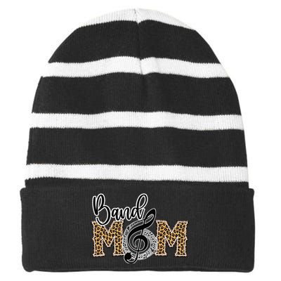 Band Mom Leopard Print Proud Band Mom Musical Marching Band Striped Beanie with Solid Band