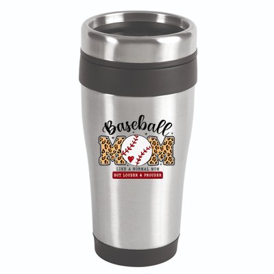 Baseball Mom Leopard Loud & Proud Baseball Mama Mothers Day 16oz Travel Tumbler