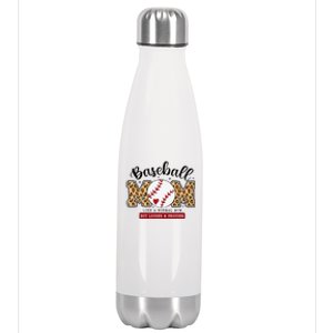 Baseball Mom Leopard Loud & Proud Baseball Mama Mothers Day Stainless Steel Insulated Water Bottle