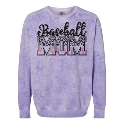 Baseball Mom Leopard Funny Softball Mom MotherS Day Colorblast Crewneck Sweatshirt