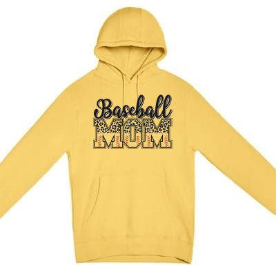 Baseball Mom Leopard Funny Softball Mom MotherS Day Premium Pullover Hoodie