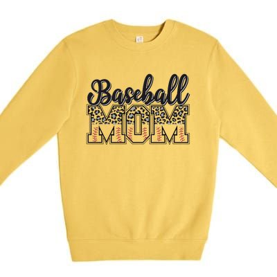 Baseball Mom Leopard Funny Softball Mom MotherS Day Premium Crewneck Sweatshirt