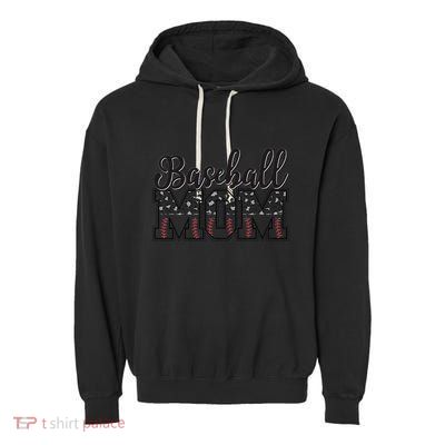 Baseball Mom Leopard Funny Softball Mom MotherS Day Garment-Dyed Fleece Hoodie