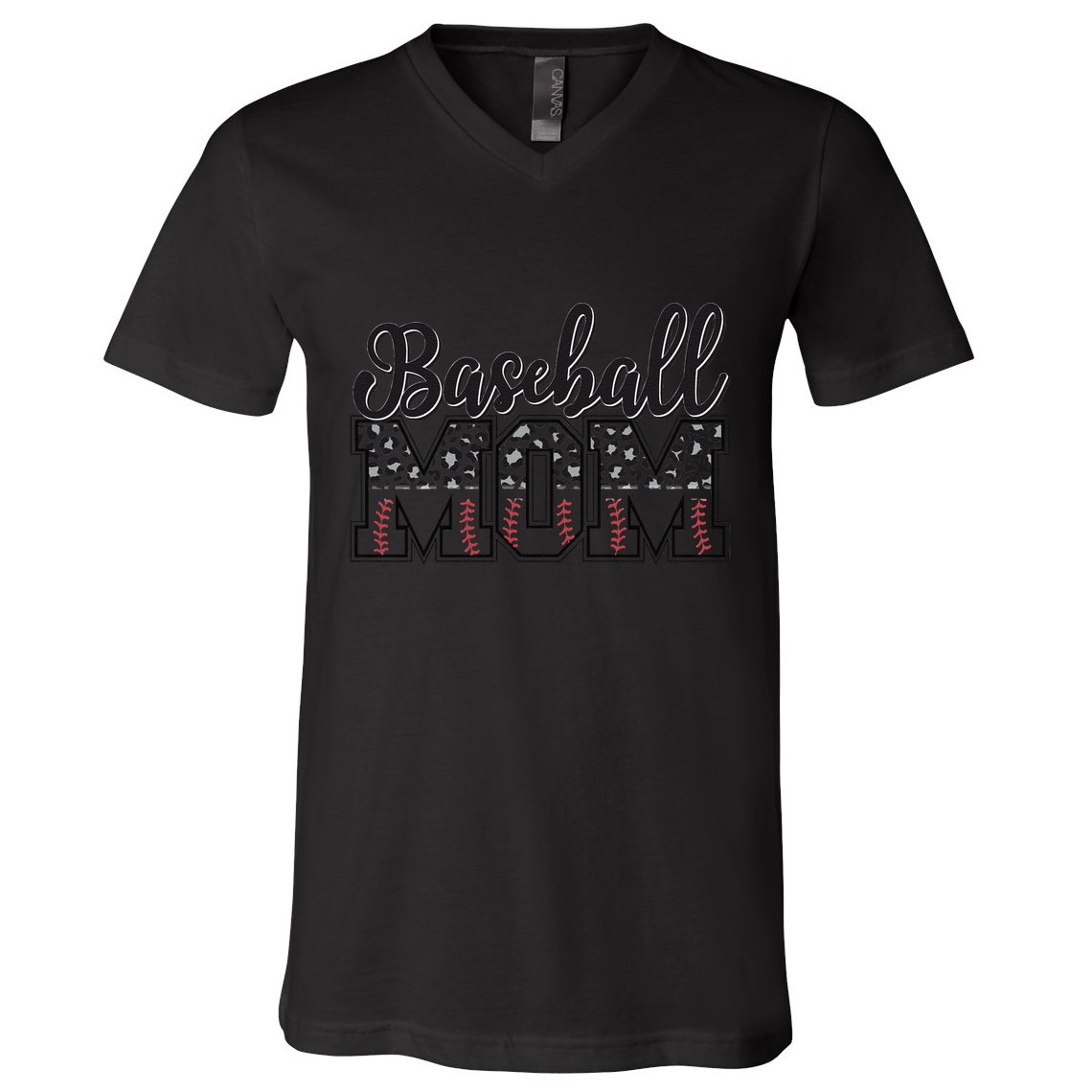 Baseball Mom Leopard Funny Softball Mom MotherS Day V-Neck T-Shirt