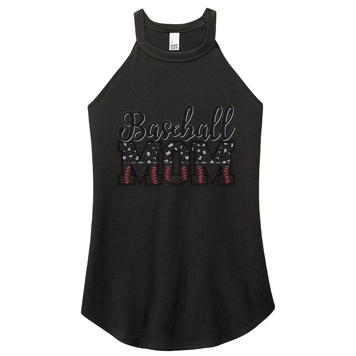Baseball Mom Leopard Funny Softball Mom MotherS Day Women's Perfect Tri Rocker Tank