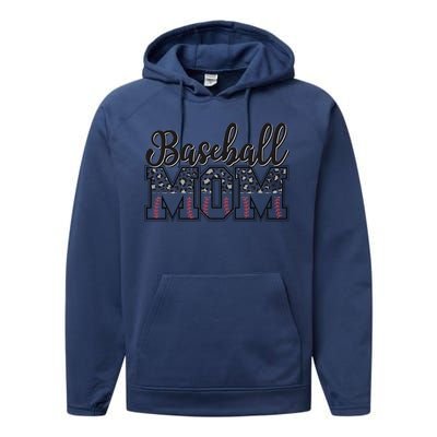 Baseball Mom Leopard Funny Softball Mom MotherS Day Performance Fleece Hoodie