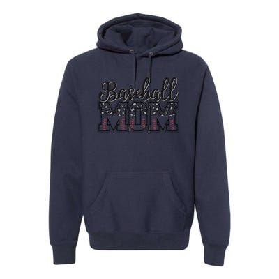 Baseball Mom Leopard Funny Softball Mom MotherS Day Premium Hoodie