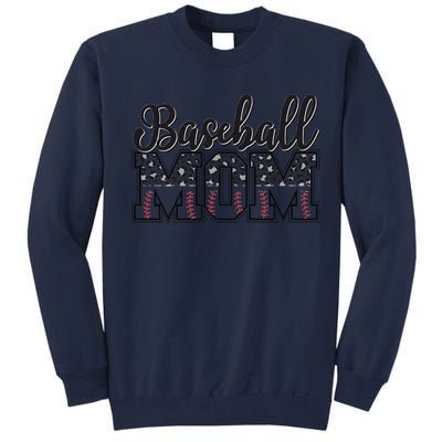 Baseball Mom Leopard Funny Softball Mom MotherS Day Tall Sweatshirt