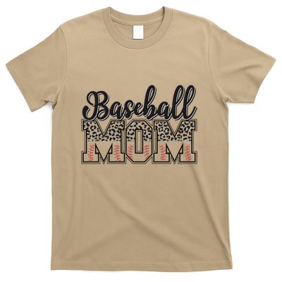 Baseball Mom Leopard Funny Softball Mom MotherS Day T-Shirt