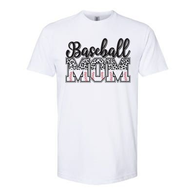 Baseball Mom Leopard Funny Softball Mom MotherS Day Softstyle CVC T-Shirt