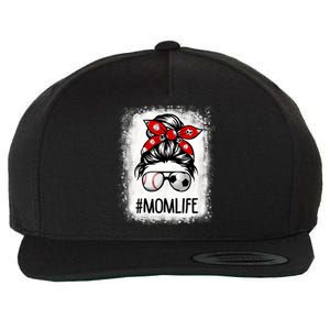 Bleached Mom Life Soccer Messy Bun Baseball Game Day Wool Snapback Cap