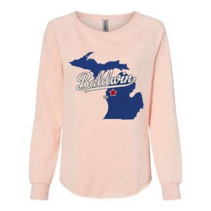 Baldwin Michigan Lake County Mi Map Womens California Wash Sweatshirt