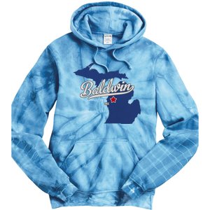 Baldwin Michigan Lake County Mi Map Tie Dye Hoodie