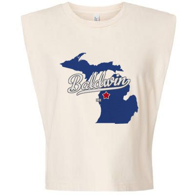 Baldwin Michigan Lake County Mi Map Garment-Dyed Women's Muscle Tee