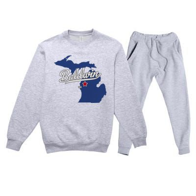 Baldwin Michigan Lake County Mi Map Premium Crewneck Sweatsuit Set