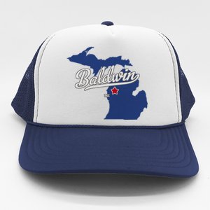 Baldwin Michigan Lake County Mi Map Trucker Hat