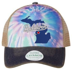 Baldwin Michigan Lake County Mi Map Legacy Tie Dye Trucker Hat