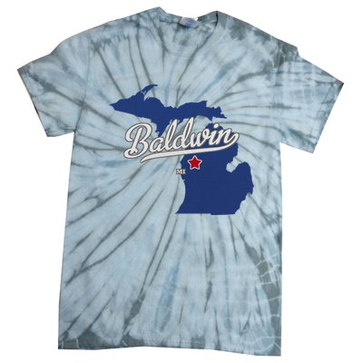 Baldwin Michigan Lake County Mi Map Tie-Dye T-Shirt