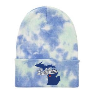 Baldwin Michigan Lake County Mi Map Tie Dye 12in Knit Beanie