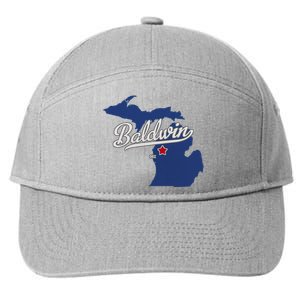 Baldwin Michigan Lake County Mi Map 7-Panel Snapback Hat