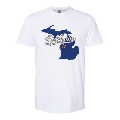 Baldwin Michigan Lake County Mi Map Softstyle CVC T-Shirt