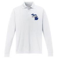 Baldwin Michigan Lake County Mi Map Performance Long Sleeve Polo