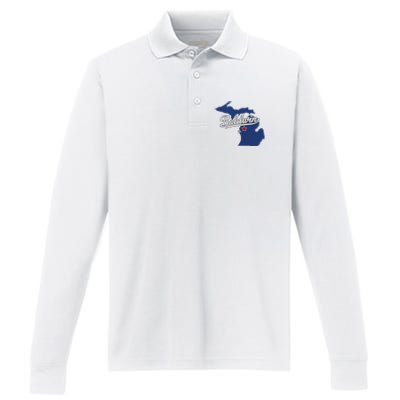 Baldwin Michigan Lake County Mi Map Performance Long Sleeve Polo